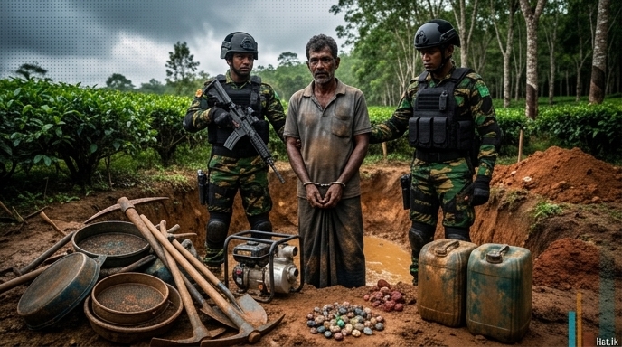 Man Arrested in Maskeliya for Illegal Gem Mining Operation