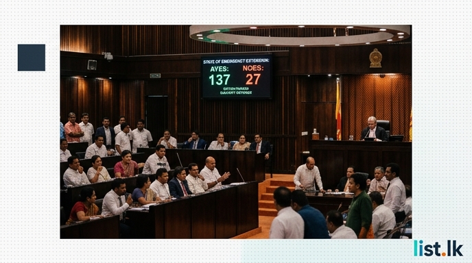 Sri Lanka Parliament Extends State of Emergency with Majority Vote