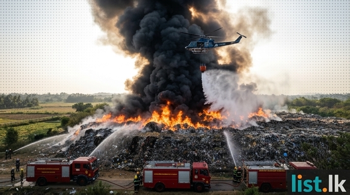 Major Fire Erupts at Karadiyana Garbage Dump, Air Force Helicopters Deployed