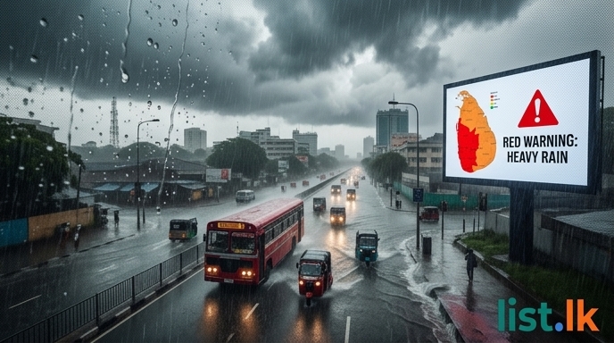 Met Department Issues Red Warning for Heavy Rainfall Across Sri Lanka