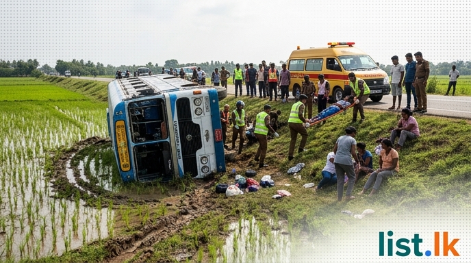 Apparel Workers Injured as Bus Overturns in Kahathuduwa