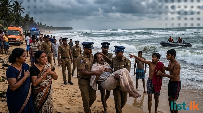 Teacher Dies After Sea Current Sweeps Group at Kirinda Beach; Lifeguards Rescue Students