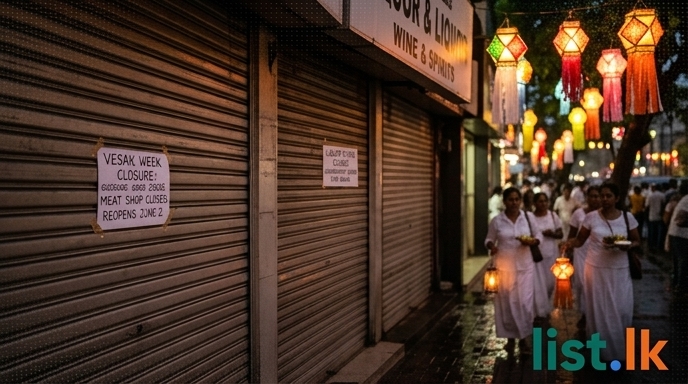 Sri Lanka Orders Closures of Meat Shops, Casinos, and Liquor Stores for Vesak Week