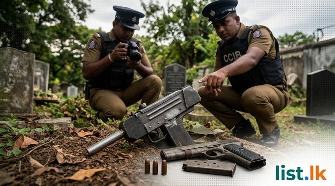 Locally Made Mini Uzi-Type Weapon Found in Colombo Cemetery Cache