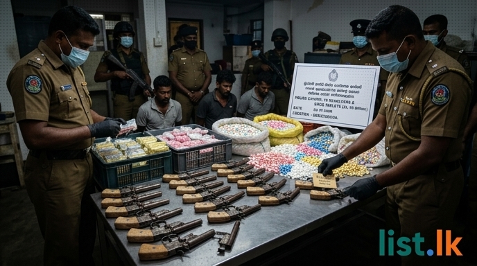 Police Seize 19 Revolvers and Rs. 10 Million in Drugs in Dematagoda Raid