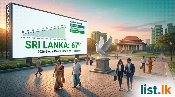 Sri Lanka Climbs 14 Places to 67th in 2026 Global Peace Index, Ranks Second in South Asia