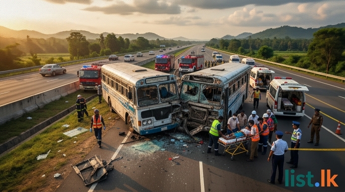 Two Bus Collisions Reported Across Sri Lanka; 15 Injured in Expressway Incident