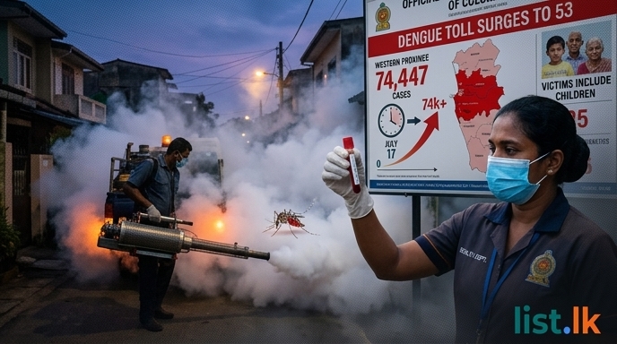 Dengue Toll Surges to 53 as Cases Top 74,000 in Sri Lanka