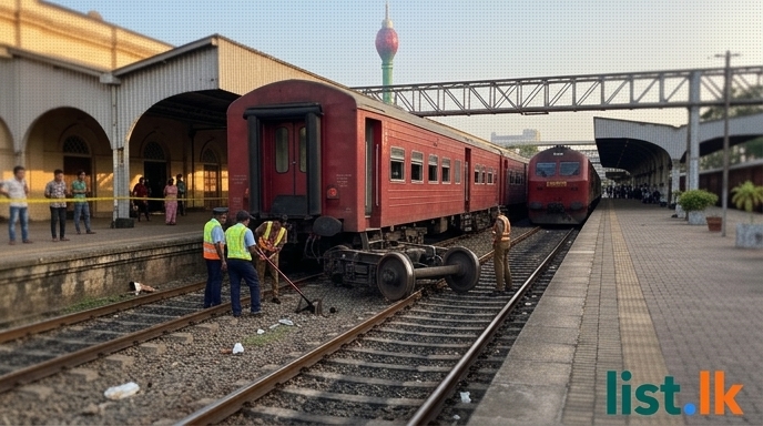 Train Derails at Colombo Fort, Halting Services and Causing Delays
