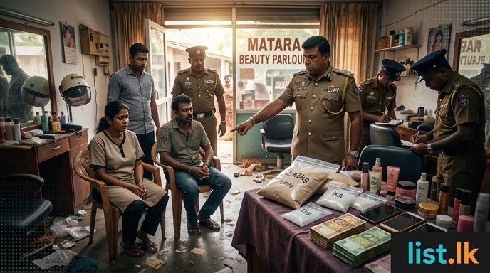 Matara Couple Arrested in Beauty Salon Raid with Rs. 70 Million Worth of Drugs