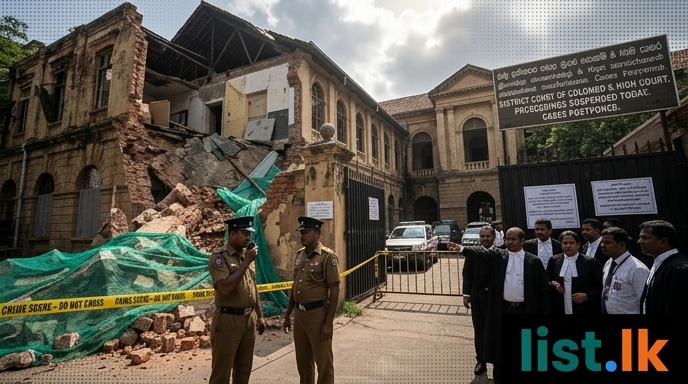 Colombo Courts Complex Faces Structural Issues: Section Collapses, Proceedings Halted