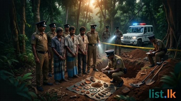 Five Arrested for Illegal Artifact Excavation in Hingurakgoda