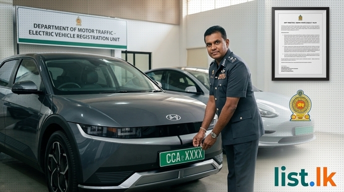 Sri Lanka's EVs to Feature Green Number Plates, Legal Validity Confirmed