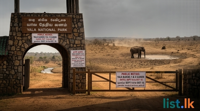 Yala National Park's Blocks 1 & 2 Temporarily Closed Due to Drought and Heat