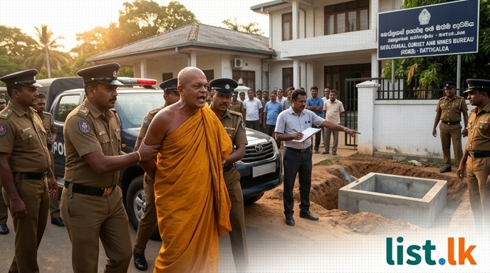 Monk Arrested in Batticaloa for Allegedly Obstructing Mines Bureau Officials